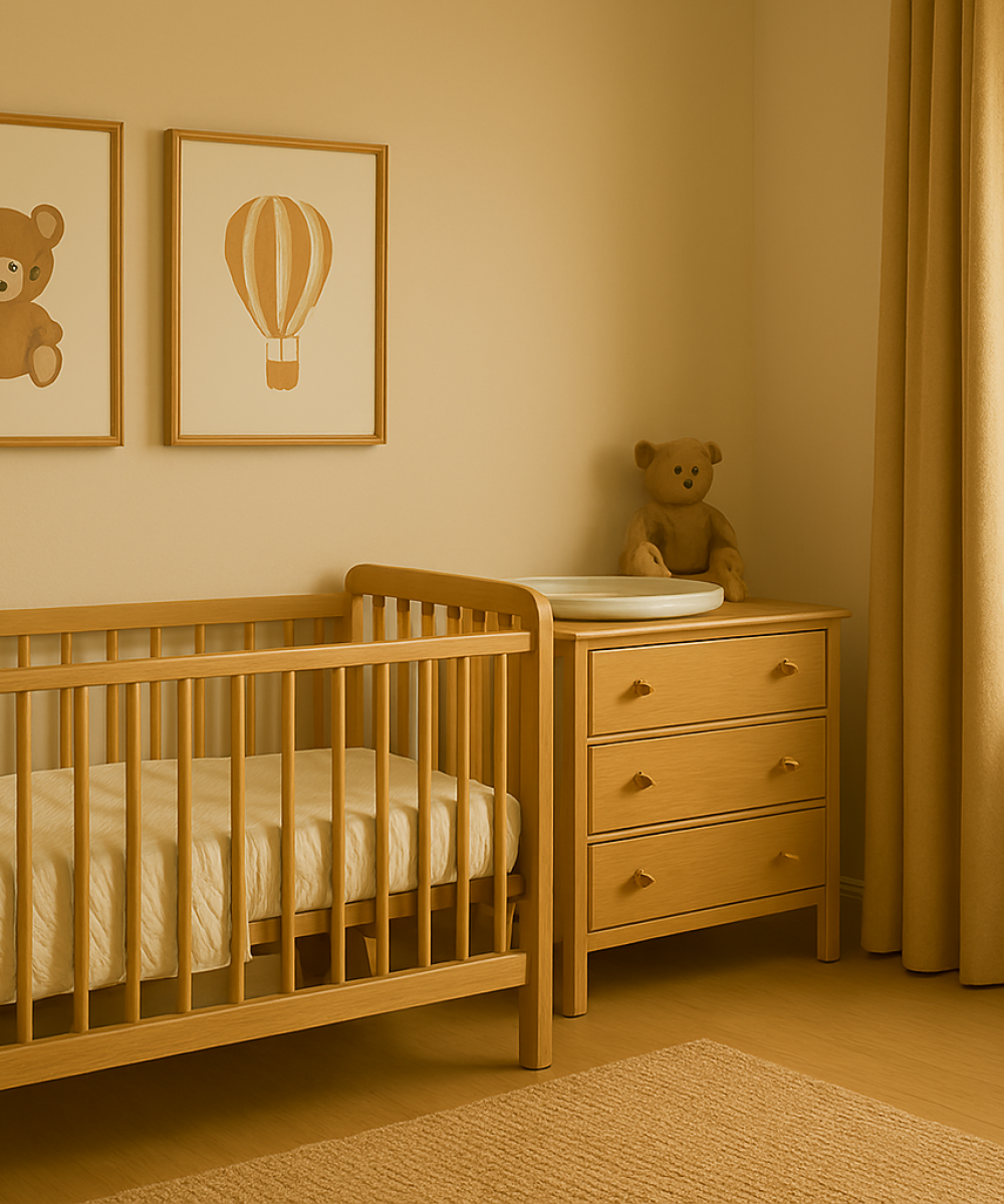 baby room with crib,